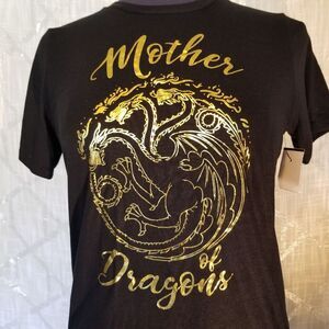 Game of Thrones Womens Size Medium Top Mother of Dragons Black Gold